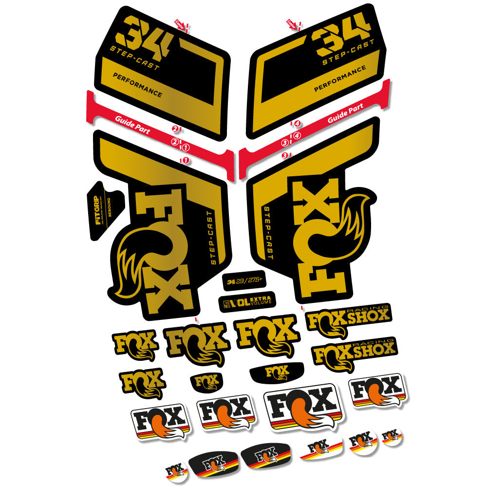 Autocollant FOX 34 Step Cast Performance, Fourche 29, Autocollant vélo vinyle