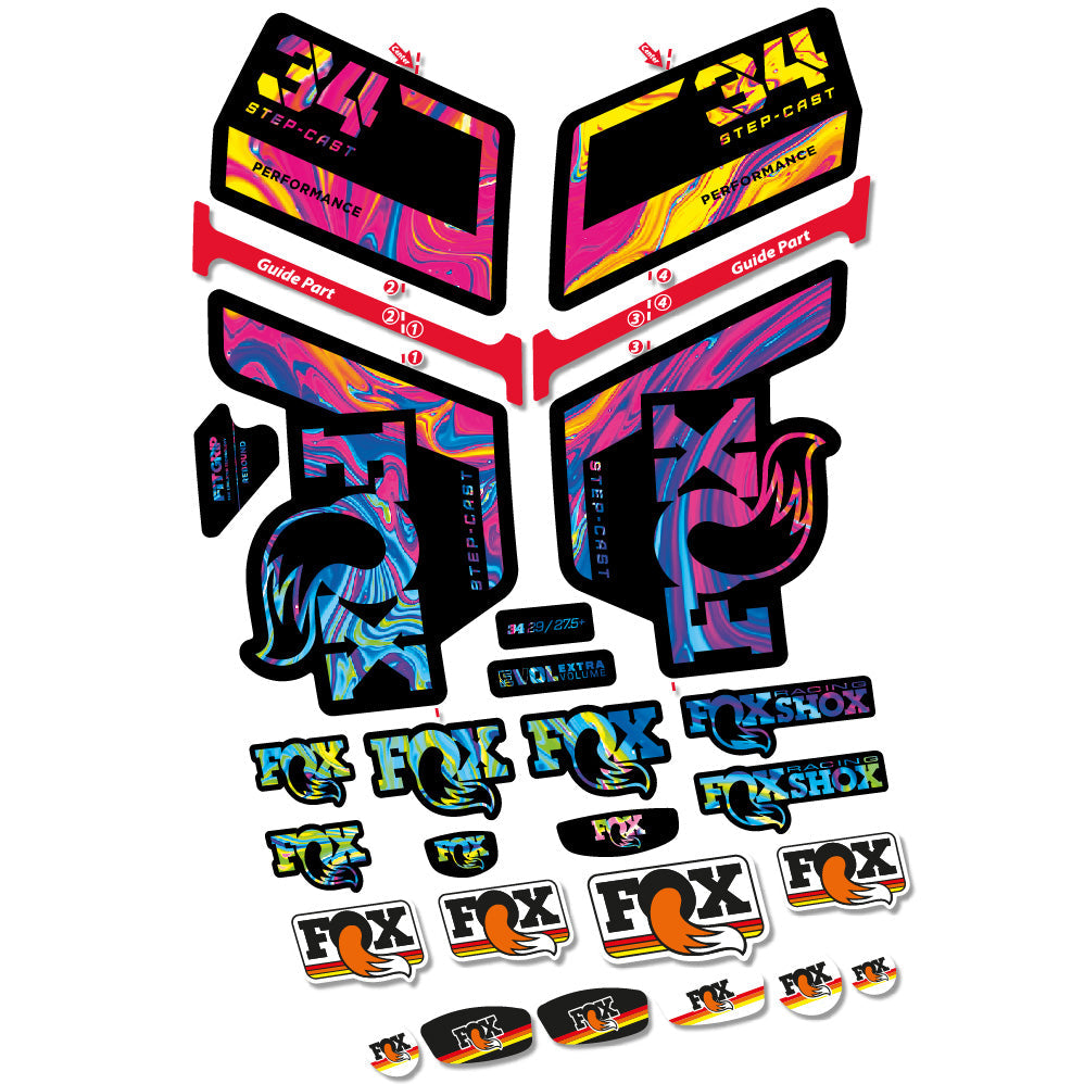 Autocollant FOX 34 Step Cast Performance, Fourche 29, Autocollant vélo vinyle