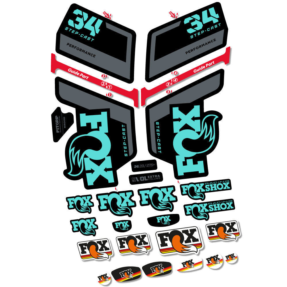 Autocollant FOX 34 Step Cast Performance, Fourche 29, Autocollant vélo vinyle