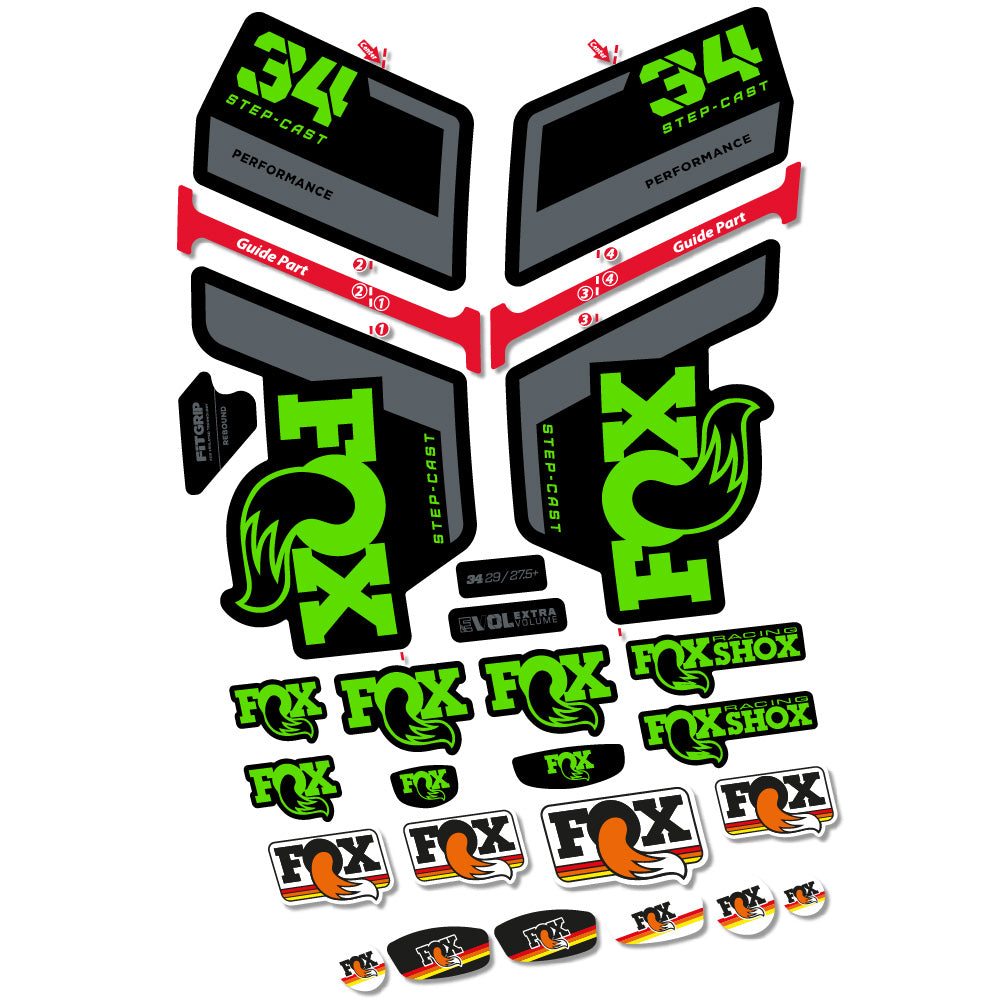 Autocollant FOX 34 Step Cast Performance, Fourche 29, Autocollant vélo vinyle
