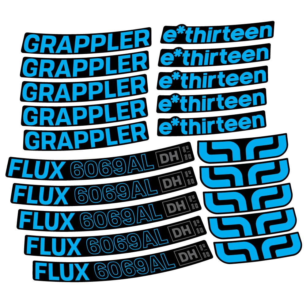 Autocollant E-Thirteen Grappler Flux Alloy Downhill, Roues VTT 29, Vélo vinyle sticker