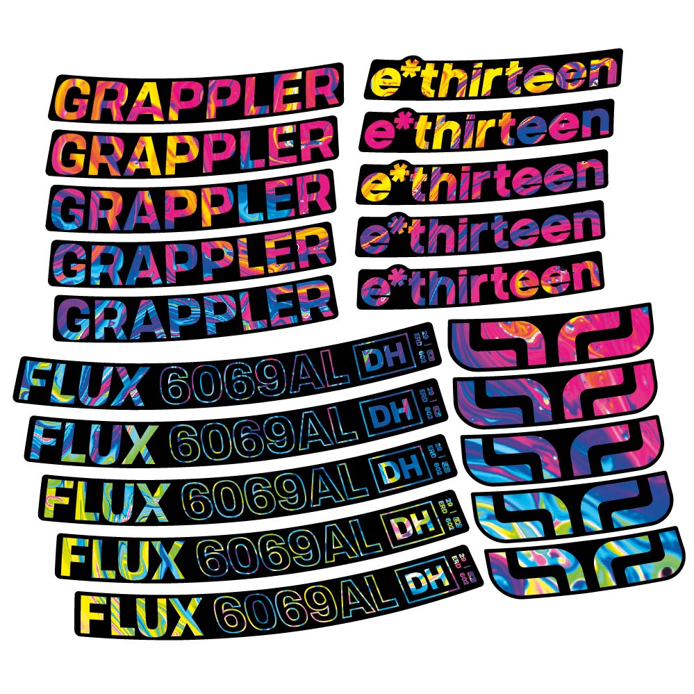 Autocollant E-Thirteen Grappler Flux Alloy Downhill, Roues VTT 29, Vélo vinyle sticker