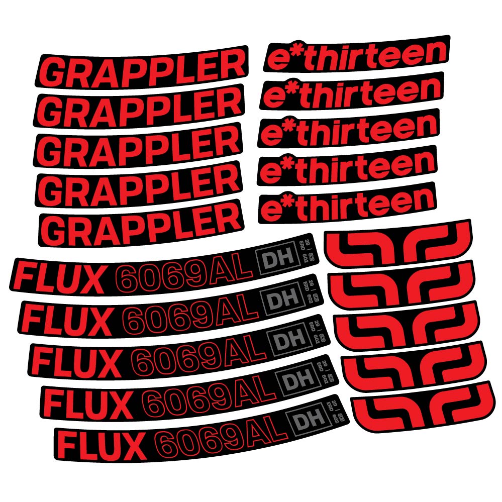 Autocollant E-Thirteen Grappler Flux Alloy Downhill, Roues VTT 29, Vélo vinyle sticker