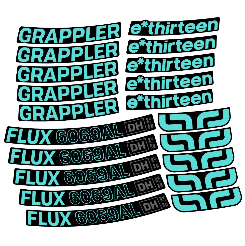 Autocollant E-Thirteen Grappler Flux Alloy Downhill, Roues VTT 29, Vélo vinyle sticker