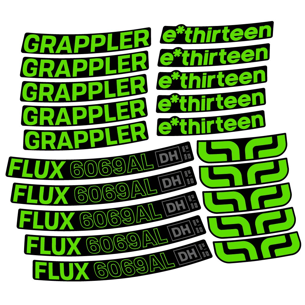 Autocollant E-Thirteen Grappler Flux Alloy Downhill, Roues VTT 29, Vélo vinyle sticker