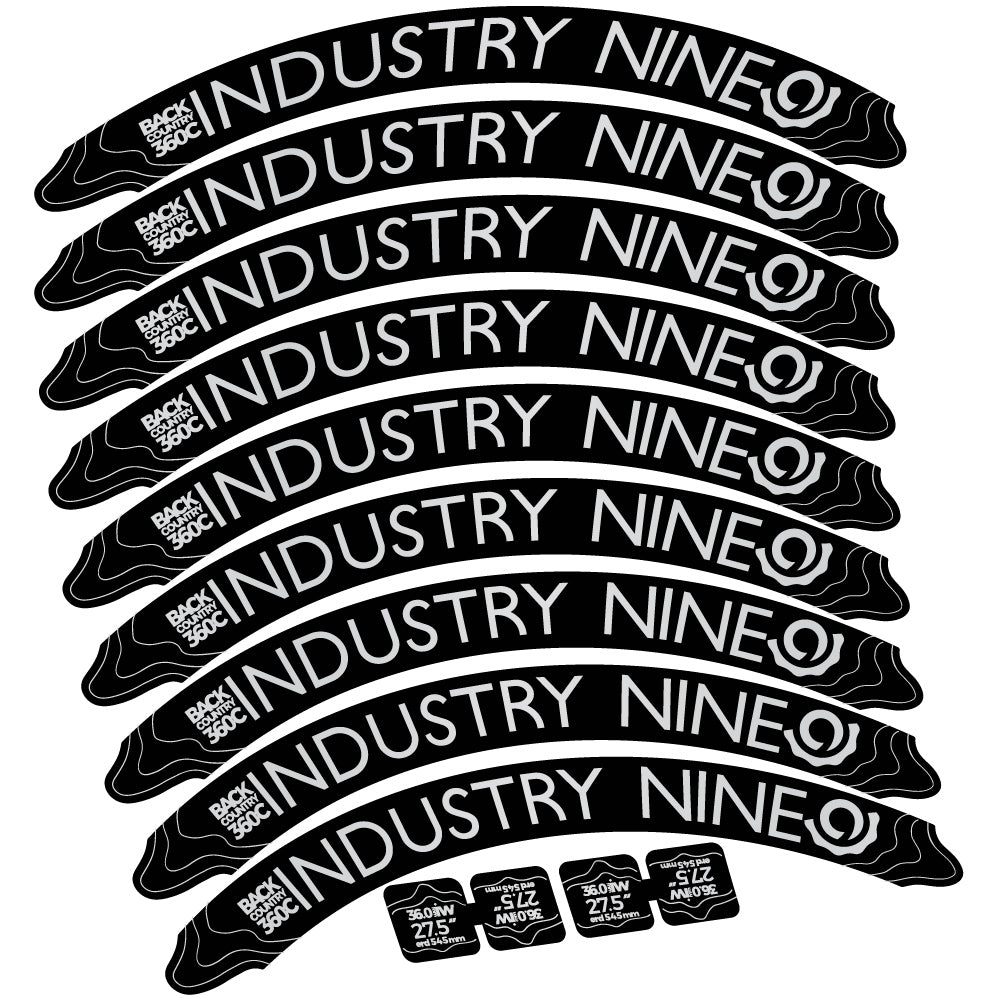 Autocollant Industry Nine Back Country 360 Carbon Mountain Wheel Vélo vinyle autocollant