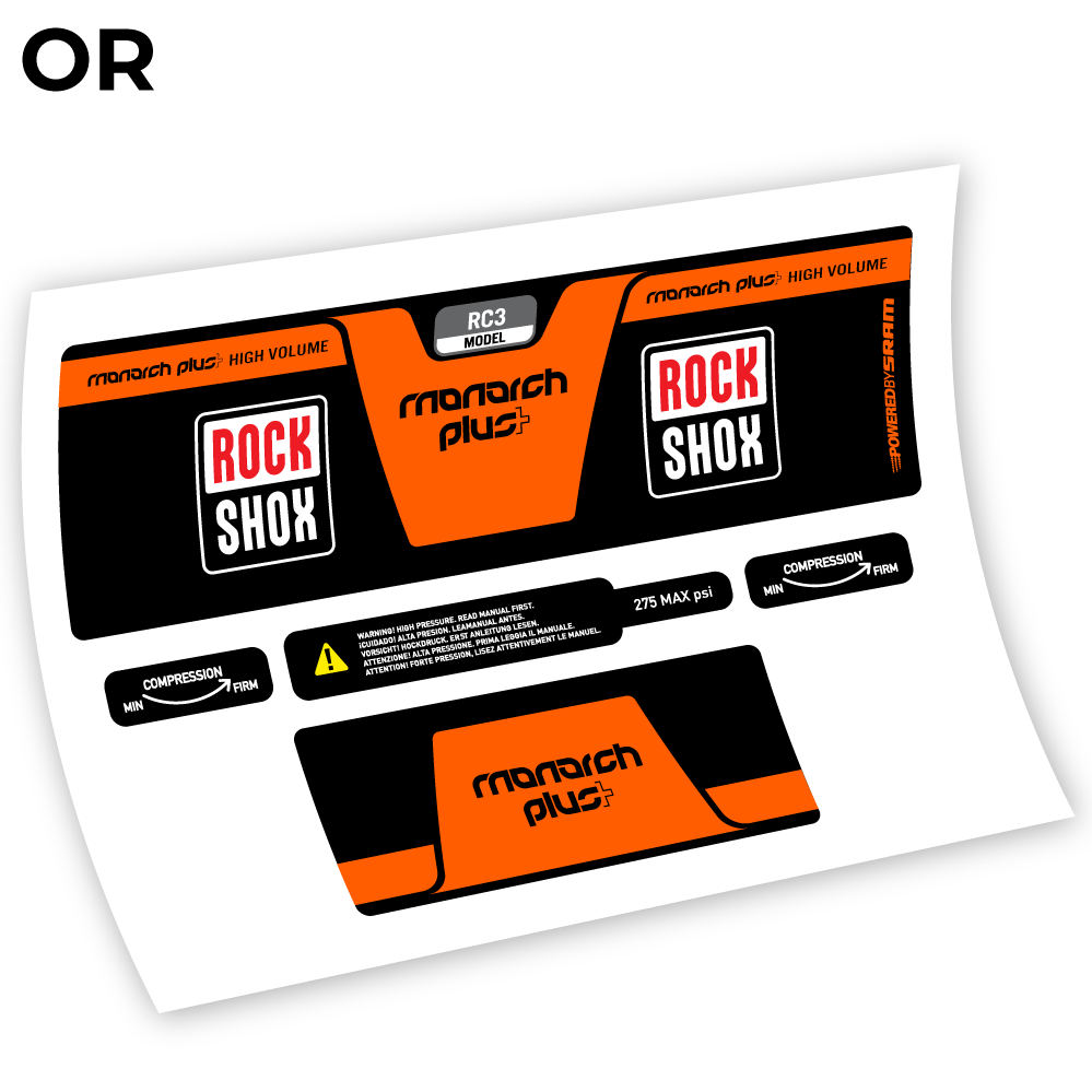 Autocollant, Rock Shox Monarch Plus High Volume 2014, autocollant Amortisseur Vinyle