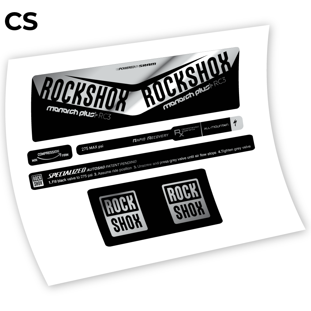 Rock Shox Monarch Plus RC3 Specialized Autosag 2016, autocollant Amortisseur Vinyle
